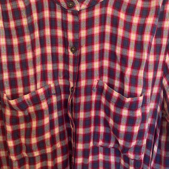 H&M Red and Blue Flannel Plaid Long Sleeve Midi Dress - Picture 5 of 6